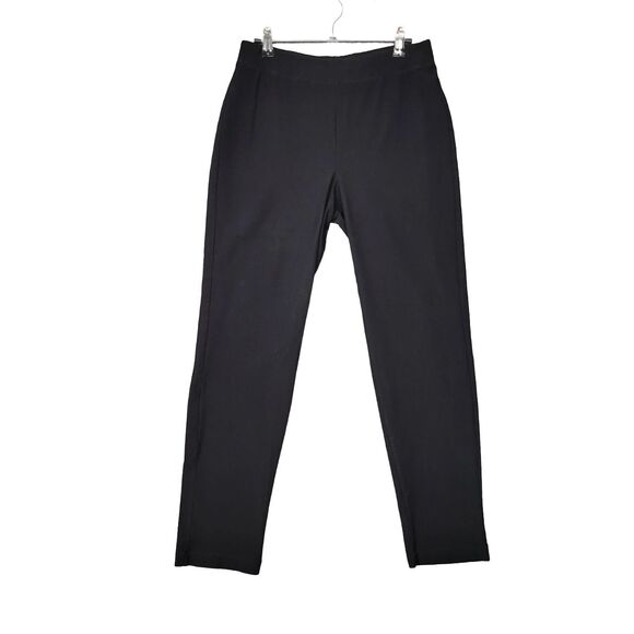 EILEEN FISHER Black Mid Rise Cropped Stretch Viscose Pull On Pants SIZE SMALL - Picture 1 of 9